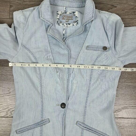 guess Light Wash Denim Jacket Blazer Small - Picture 13 of 16